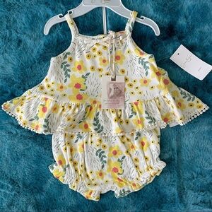 Jessica Simpson Baby Girl 2 Piece Yellow Floral Set Size 12 Months